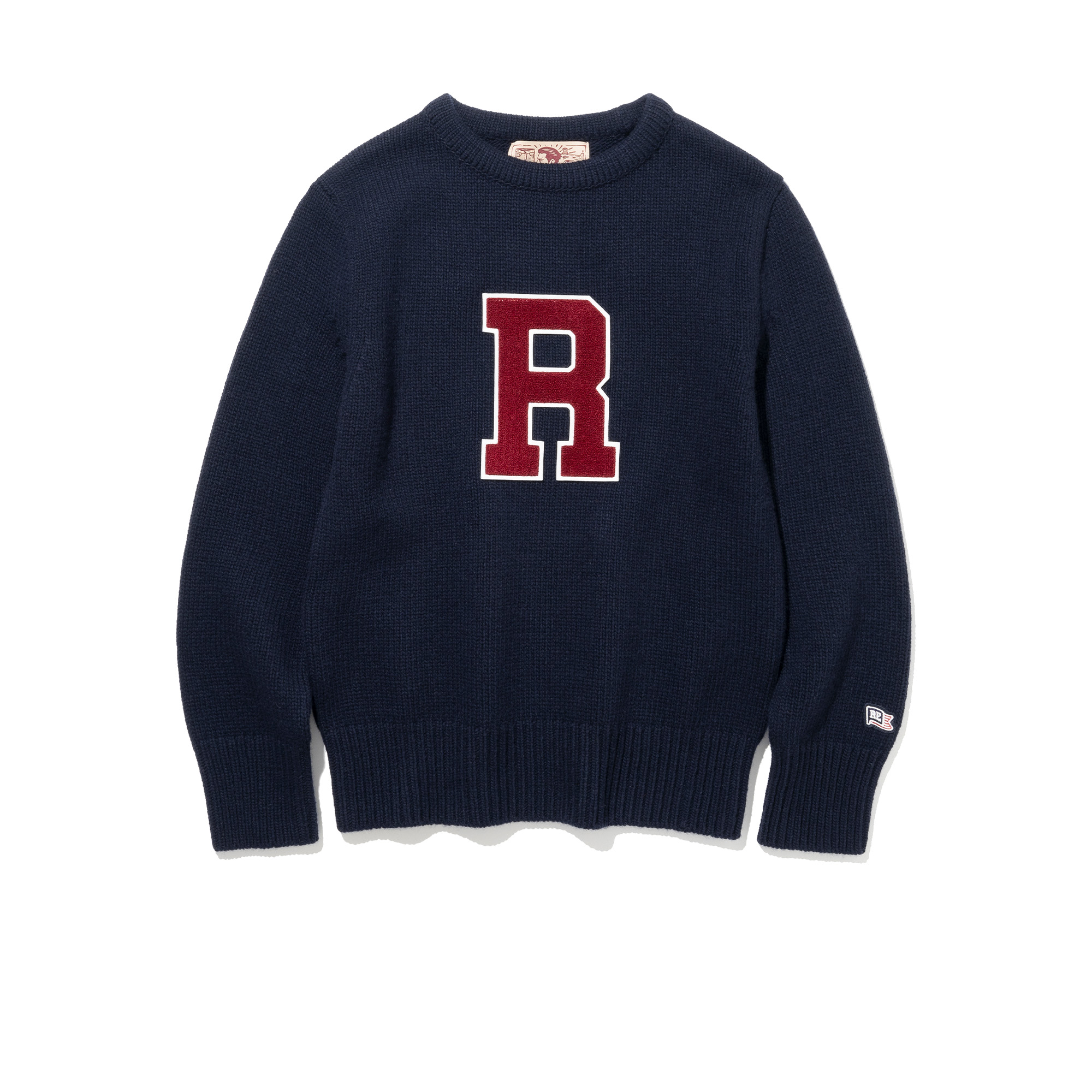 Boat Neck Letterman Sweater [Navy]리넥츠