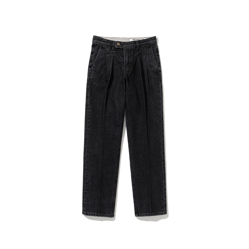 Tailored Straight Two Tuck Denim Pants [Black]리넥츠